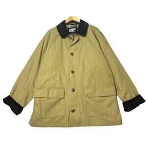 Lands' End Canvas Flannel Lined Corduroy Collar Tan Brown Chore Jacket Men's XL